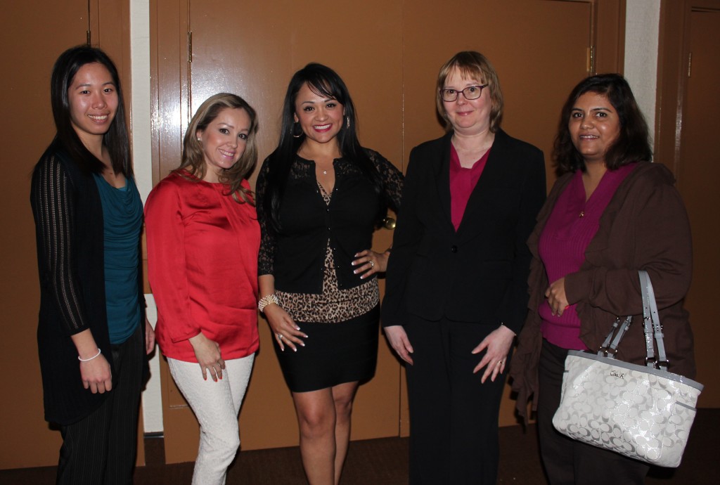 First time attendees with our Dallas SWE President!  From left to right: Rebecca Tom, Brenda Rodriguez de Perez, Shelly Gill, Dallas SWE President Barbara Read, Shilpa Nagaraj